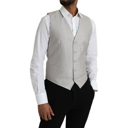Dolce & Gabbana Light Gray Wool Formal Dress Waistcoat Vest TSH851987-52