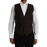 Dolce & Gabbana Brown Wool Waistcoat Dress Formal Vest TSH851990-52