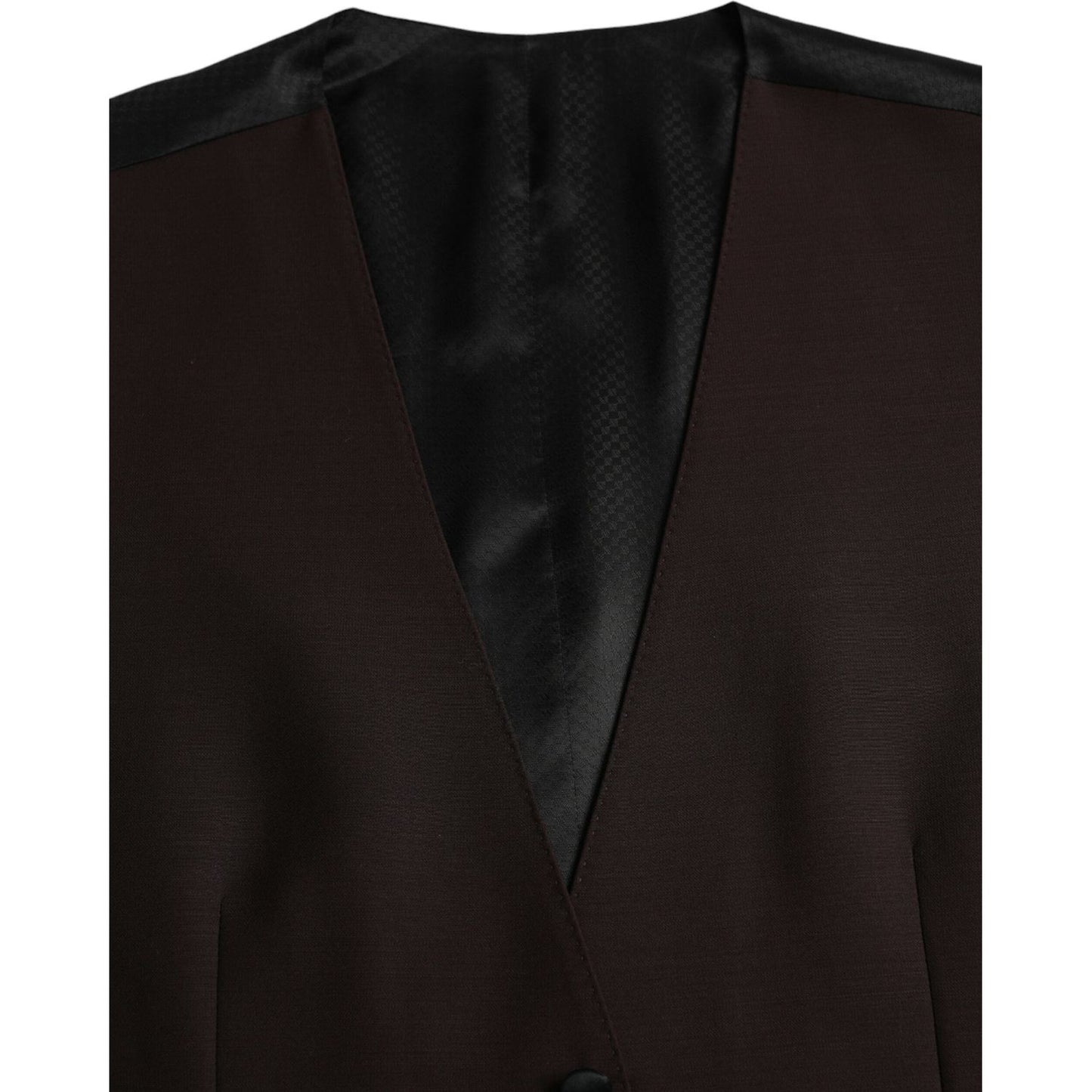 Dolce & Gabbana Brown Wool Waistcoat Dress Formal Vest TSH851990-52