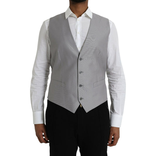 Dolce & Gabbana Light Gray Wool Formal Dress Waistcoat Vest TSH851992-52