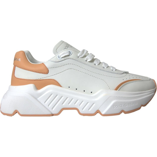 Dolce & Gabbana White Peach DAYMASTER Leather Sneakers Shoes LA10703-39.5