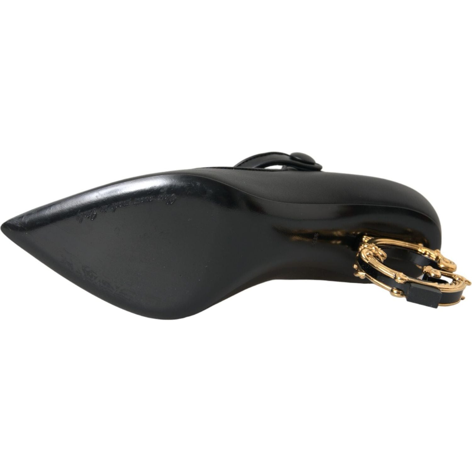 黑色皮革徽标高跟鞋玛丽珍鞋