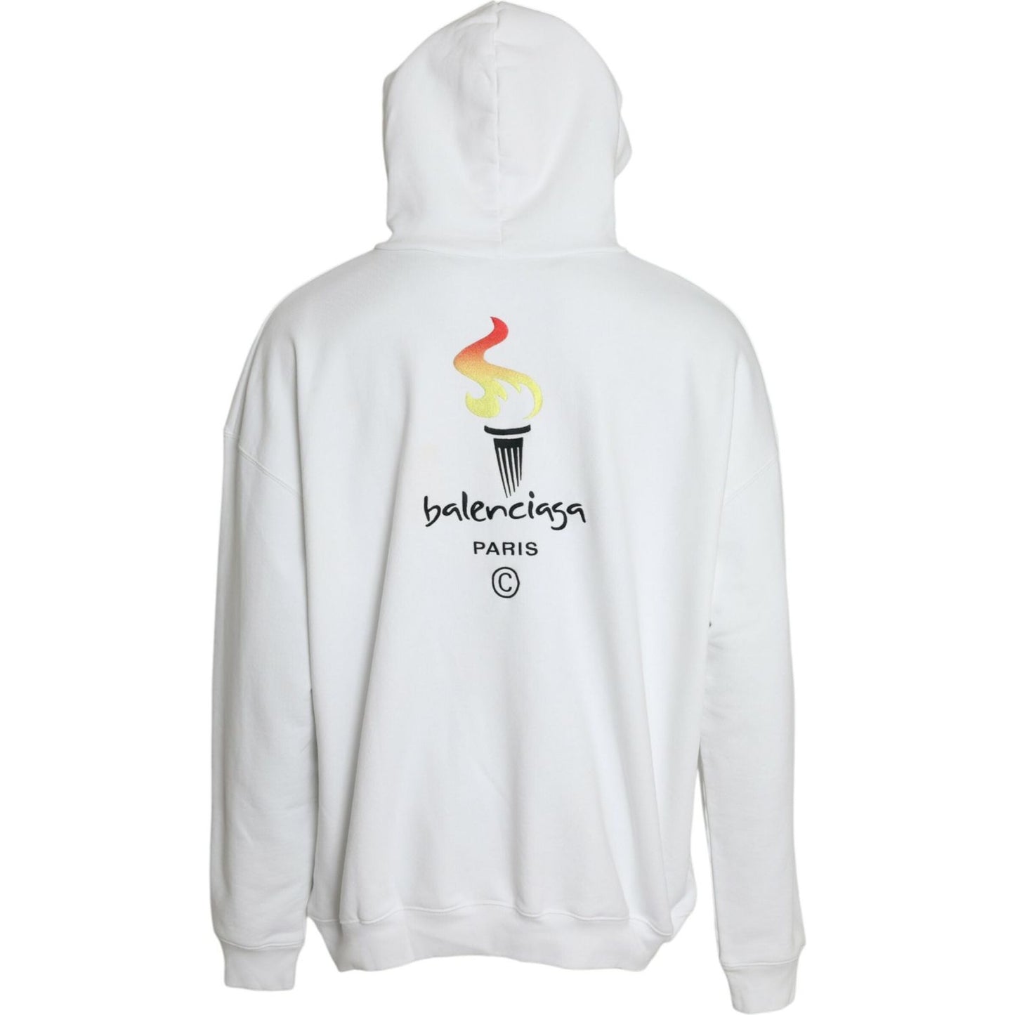 Balenciaga White Cotton Logo Hooded Pullover Sweatshirt Sweater TSH84946-S