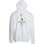 Balenciaga White Cotton Logo Hooded Pullover Sweatshirt Sweater TSH84946-S