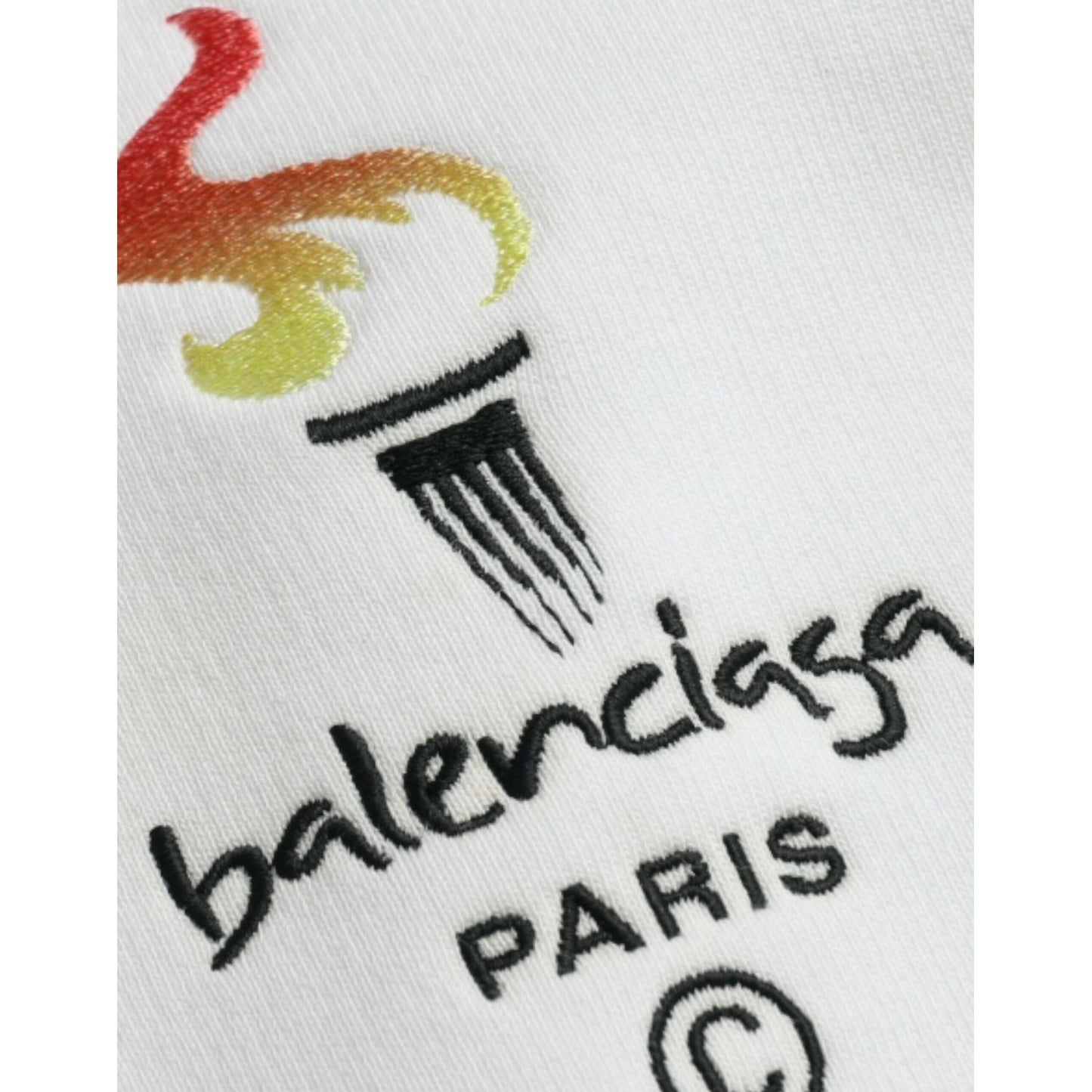 Balenciaga White Cotton Logo Hooded Pullover Sweatshirt Sweater TSH84946-S