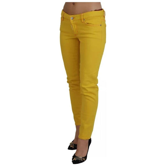 Dsquared² Yellow Cotton Low Waist Cropped Jennifer Denim Jeans PAN74512-38