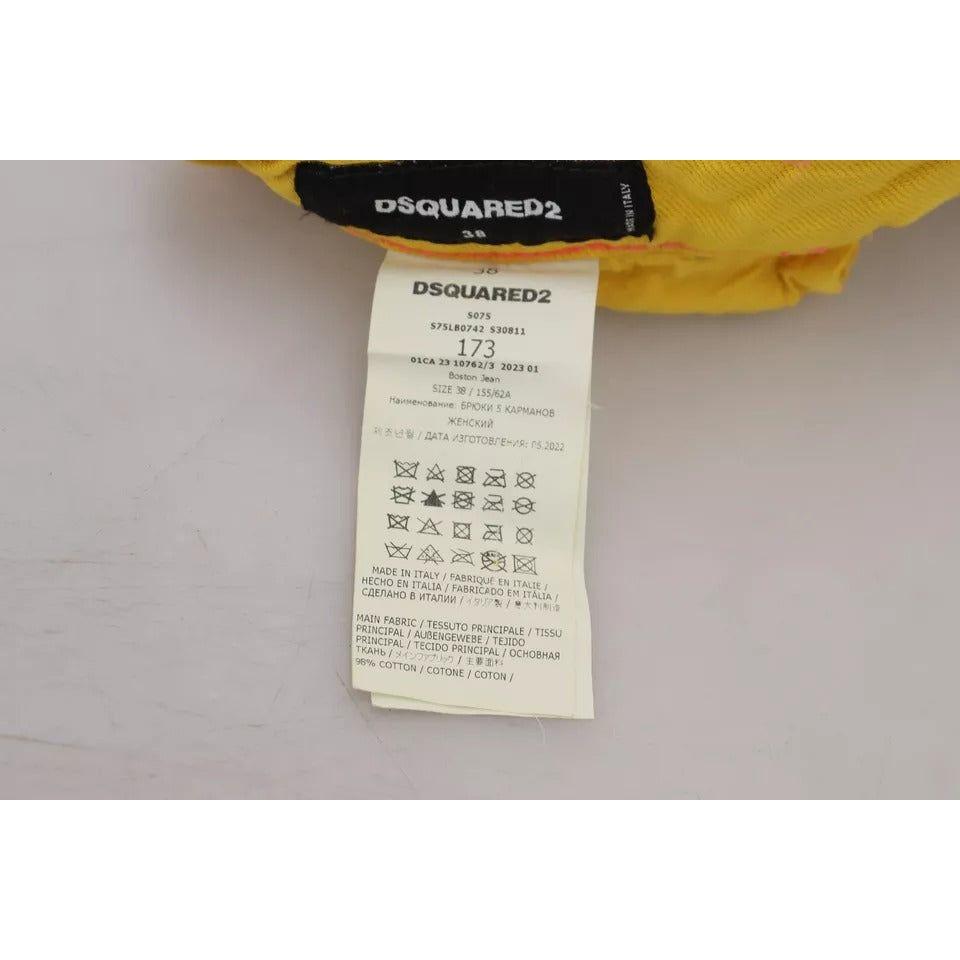 بنطلون جينز بوسطن مستقيم الخصر من Dsquared² مصنوع من القطن باللون الأصفر