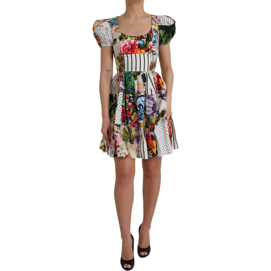 Dolce & Gabbana Multicolor Patchwork Cotton Aline Mini Dress DR281170-38