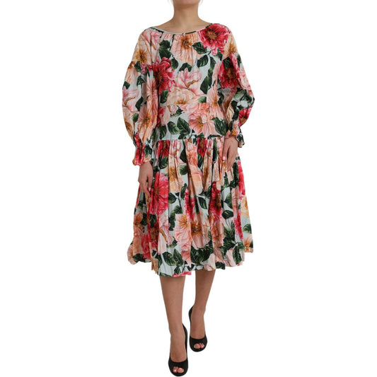 Dolce & Gabbana Multicolor Floral CottonAline Pleated Dress DR281171-46
