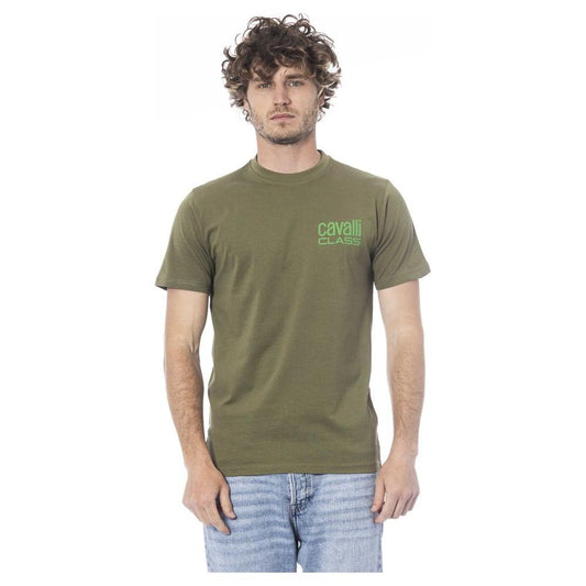 Cavalli Class Green Cotton Men T-Shirt CA-24370-L