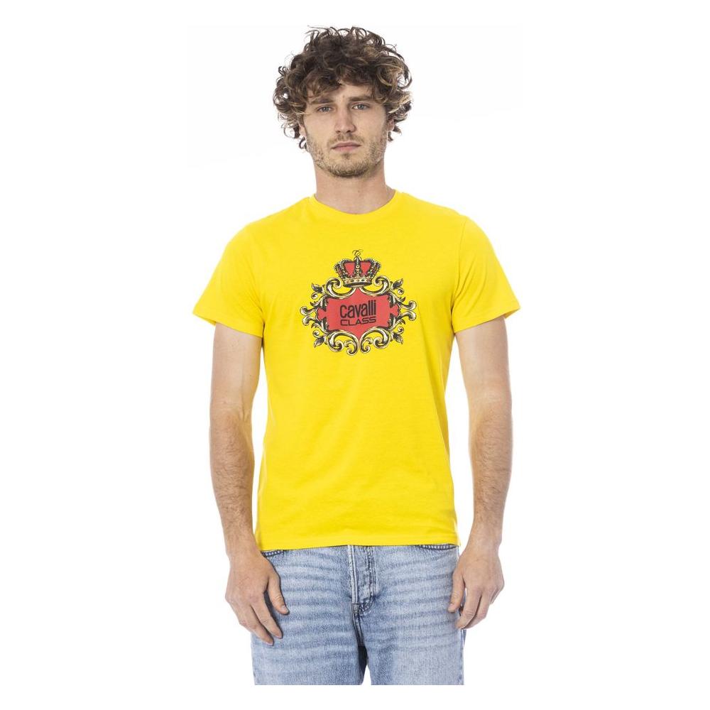 Cavalli Class Yellow Cotton Men T-Shirt