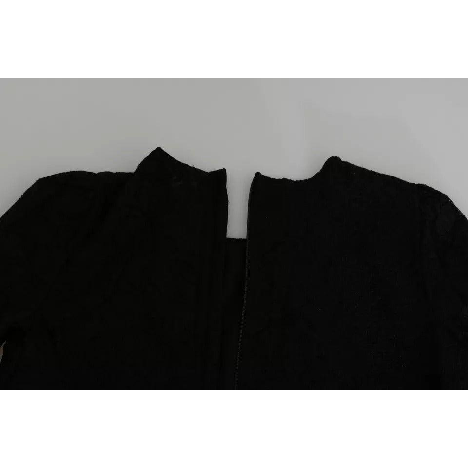 بلوزة Dolce &amp; Gabbana ذات الأكمام الطويلة من الدانتيل الأسود