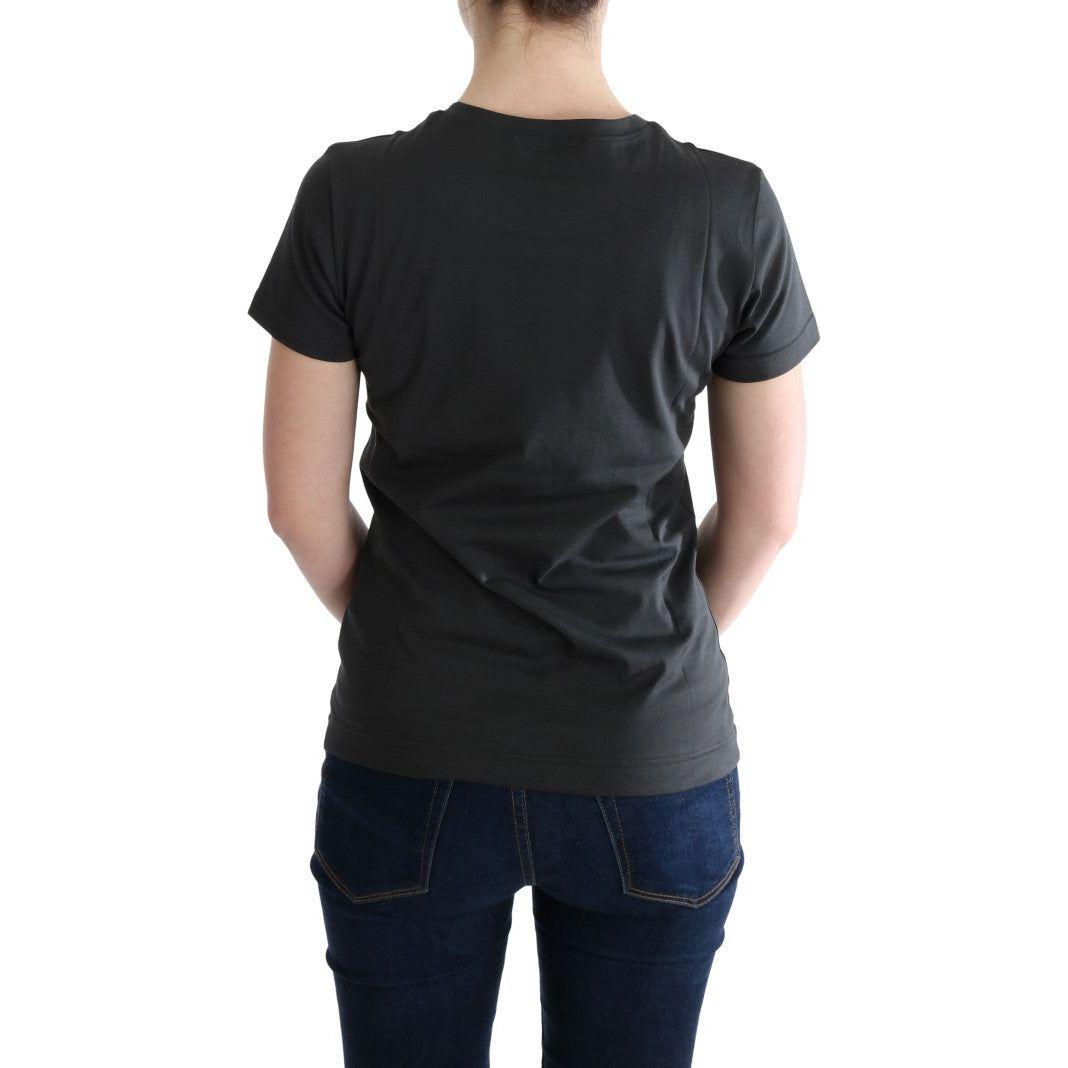 تي شيرت رمادي أنيق من القطن بطبعة حصرية من دولتشي آند غابانا