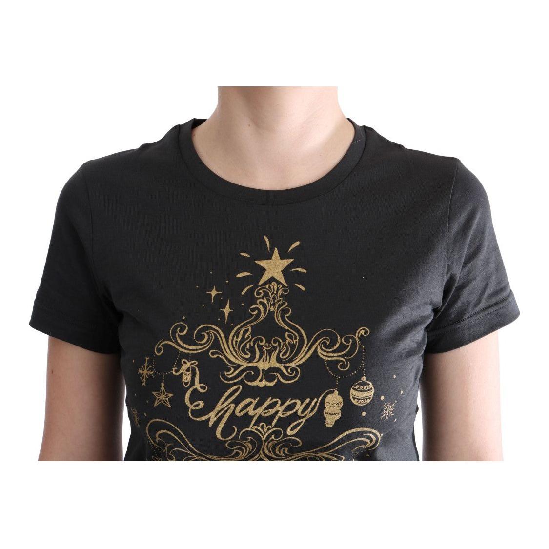 تي شيرت رمادي أنيق من القطن بطبعة حصرية من دولتشي آند غابانا