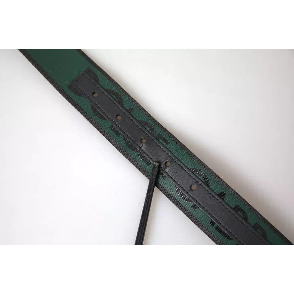 حزام دولتشي آند غابانا أسود وأخضر بشعار معدني فضي