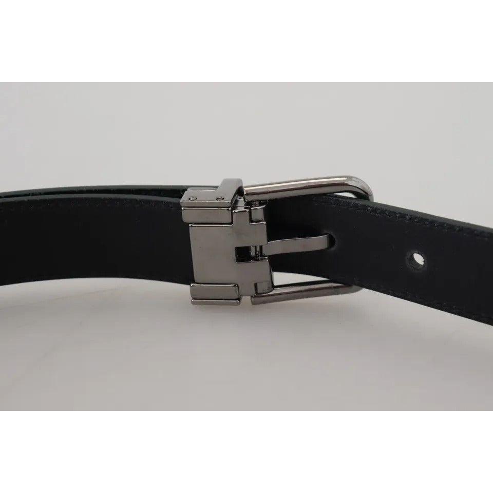 Dolce & Gabbana Green Calf Leather Silver Tone Metal Buckle Belt BEL8904-85