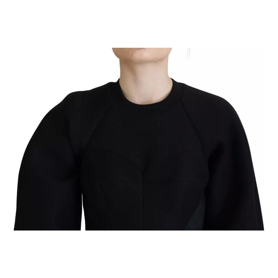 فستان قصير من القطن باللون الأسود بأكمام طويلة وقصة A من دولتشي آند غابانا