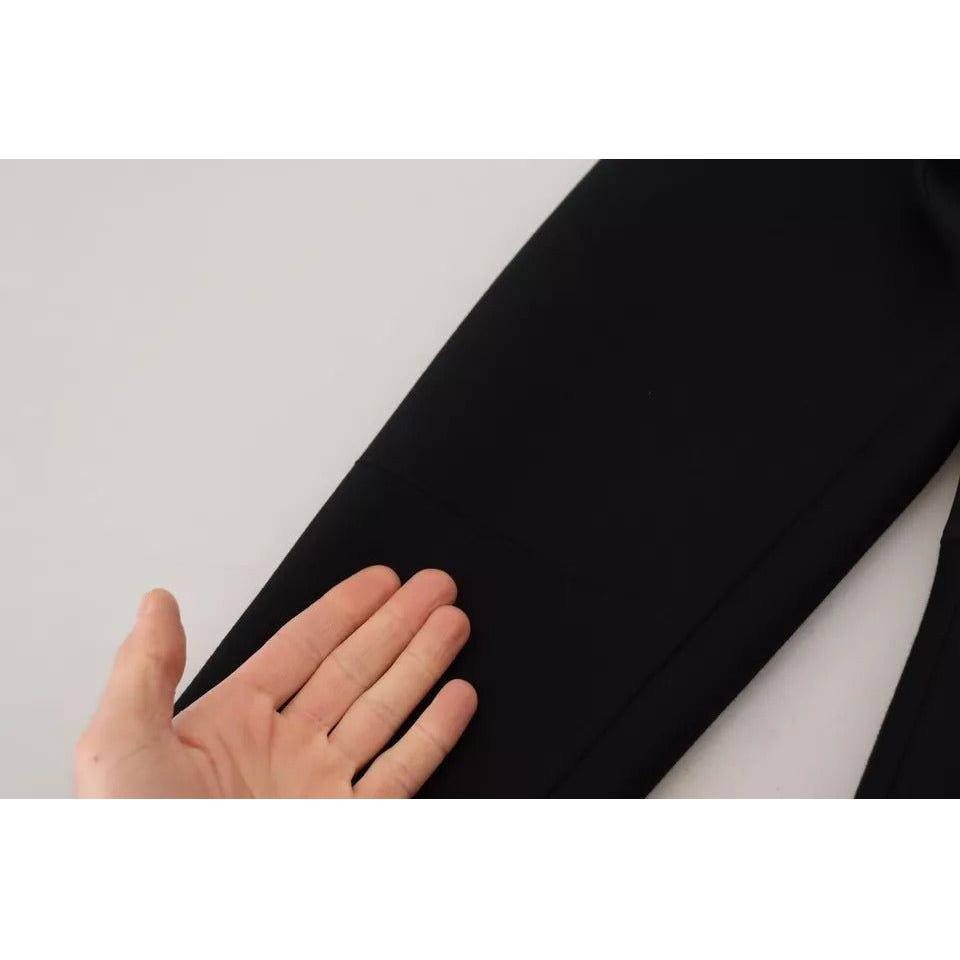 فستان قصير من القطن باللون الأسود بأكمام طويلة وقصة A من دولتشي آند غابانا