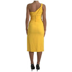 Dolce & Gabbana Yellow One Shoulder Side Slit Midi Dress DR28773-42