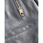 Dolce & Gabbana Blue Leather Full Zip Biker Blouson Jacket JKT4053-48