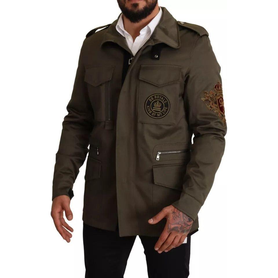جاكيت معطف من القطن باللون الأخضر من مجموعة DG Love Blouson من Dolce &amp; Gabbana