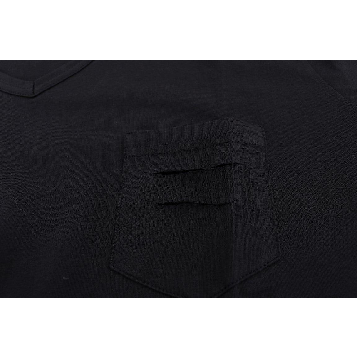Daniele Alessandrini Blue Cotton V-neck T-Shirt TSH1321-3