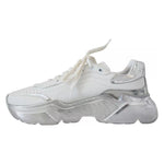 Dolce & Gabbana White Silver Leather Daymaster Women Sneakers Shoes LA10056-39.5