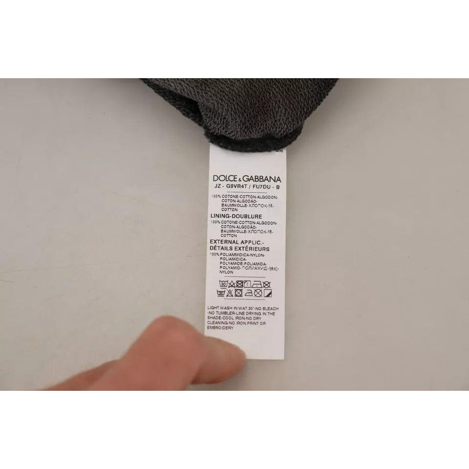 سويت شيرت بغطاء رأس وشعار من القطن الأسود من دولتشي آند غابانا