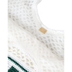 Dolce & Gabbana White Green Knitted Cotton Logo Shopping Tote Bag BAG1448