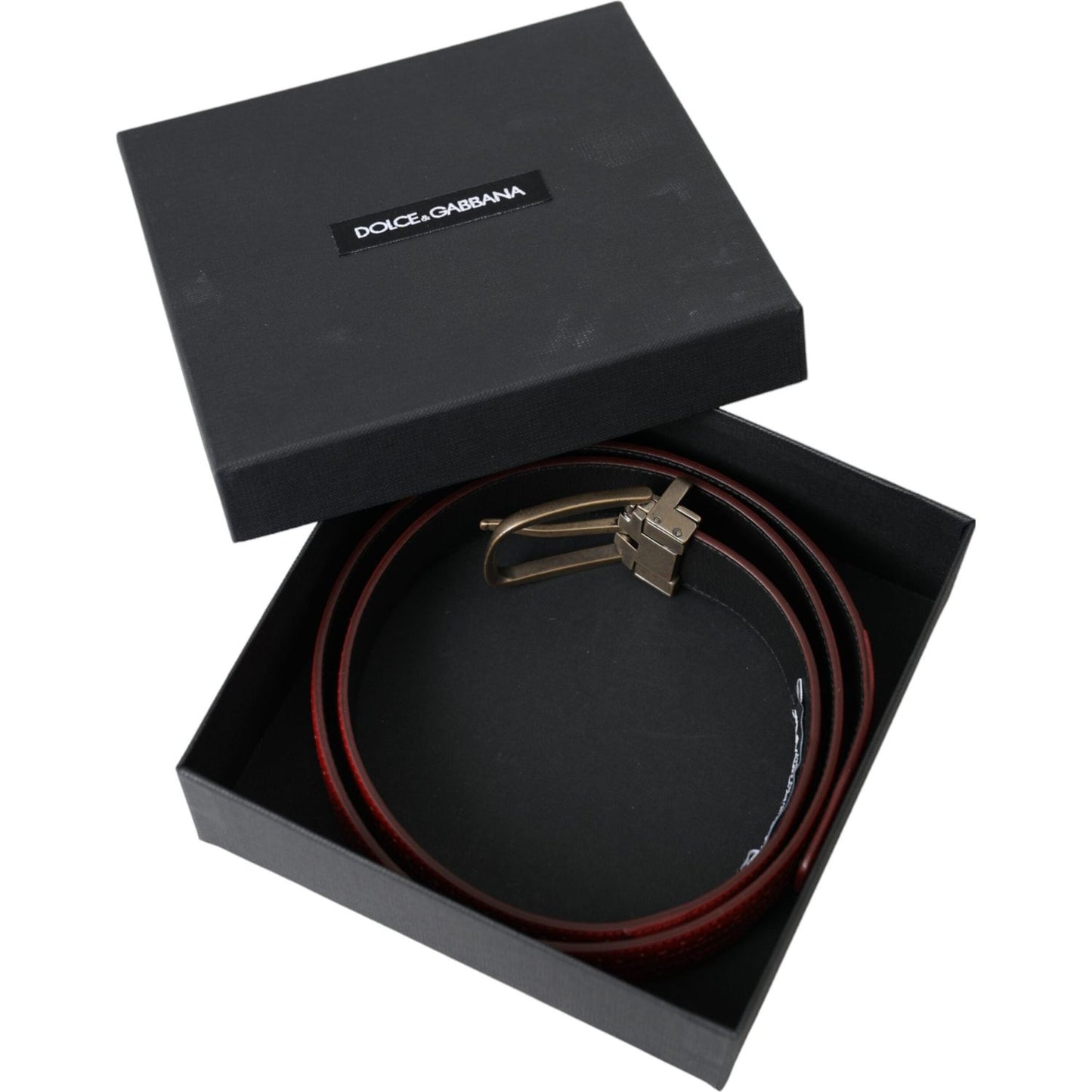 Dolce & Gabbana Red Perforated Leather Metal Buckle Belt Men BEL9182-85