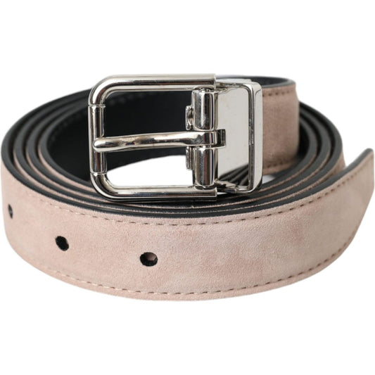 Dolce & Gabbana Beige Suede Leather Silver Buckle Belt Men BEL9183-105