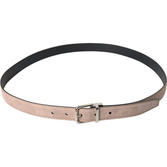 Dolce & Gabbana Beige Suede Leather Silver Buckle Belt Men BEL9183-105