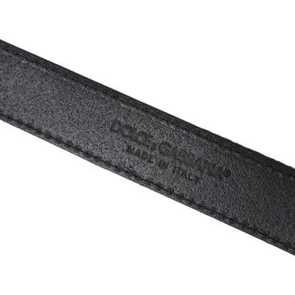 Dolce & Gabbana Black Jacquard Stripes Silver Metal Buckle Belt