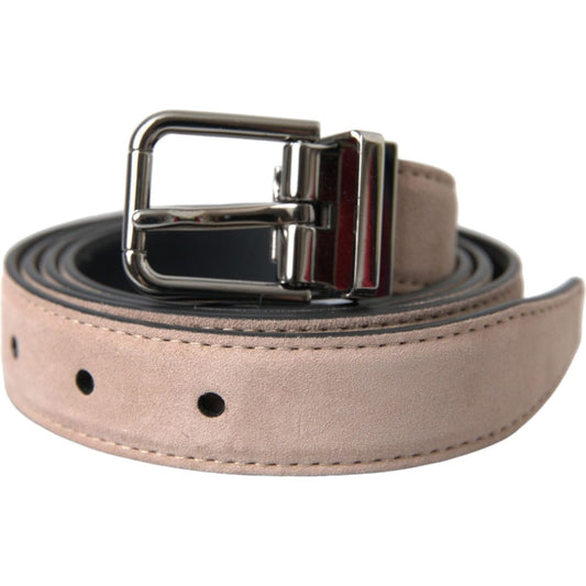 Dolce & Gabbana Beige Suede Leather Silver Buckle Belt Men BEL9223-105