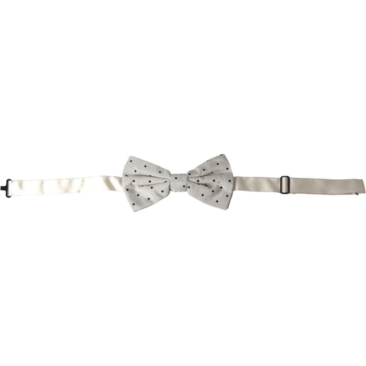 Dolce & Gabbana White Black Polka Dot Polyester Bow Tie Men