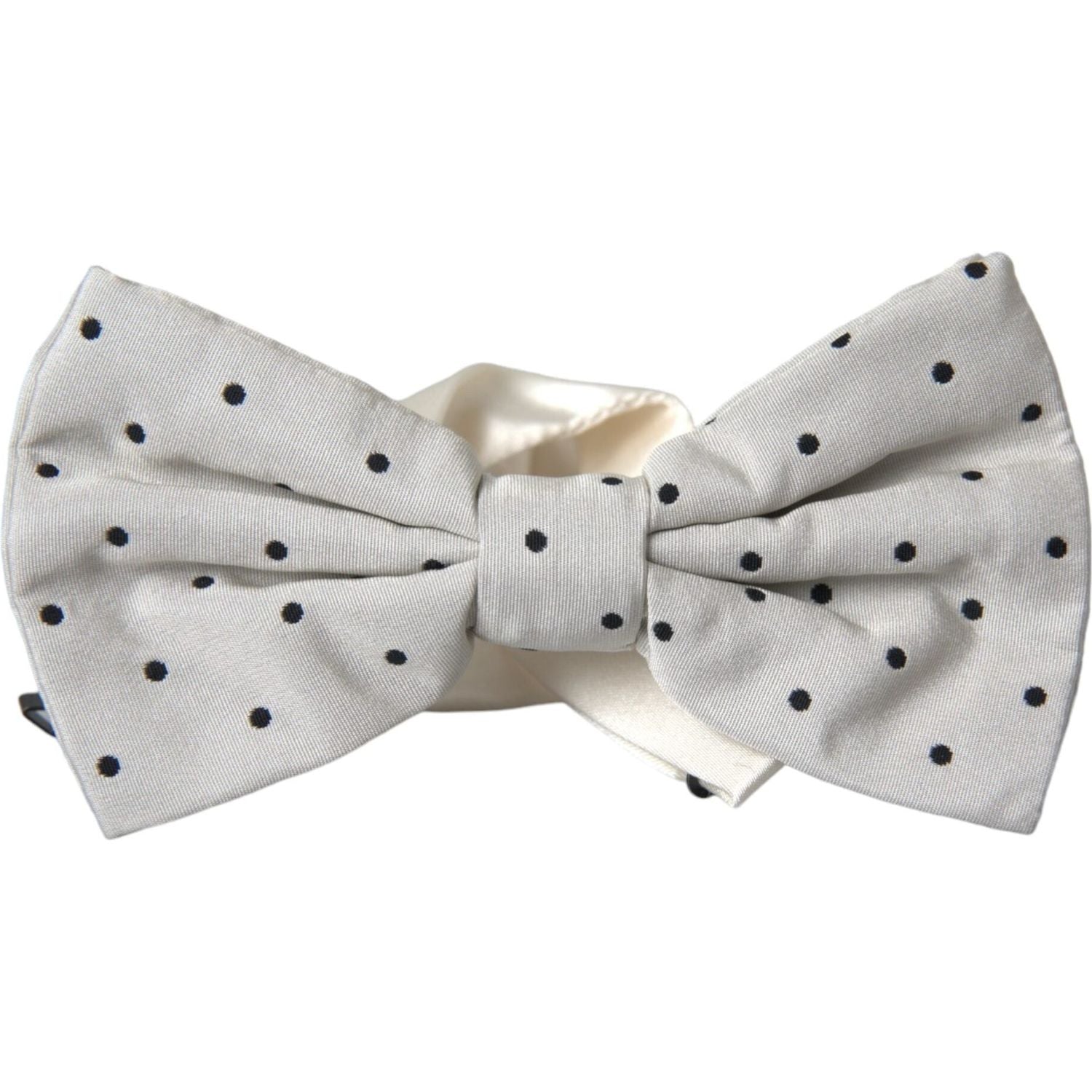 Dolce & Gabbana White Black Polka Dot Polyester Bow Tie Men