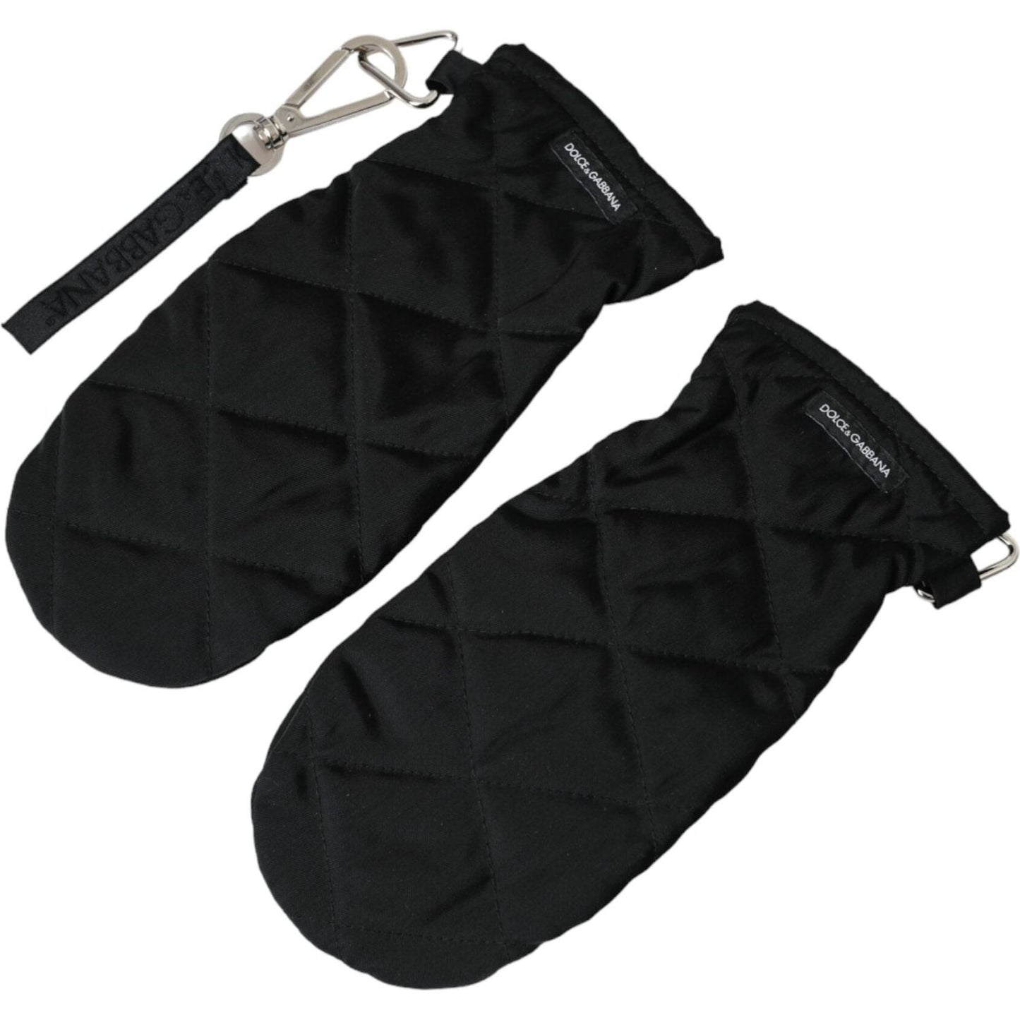 Dolce & Gabbana Black Quilted Nylon Wrist Length Mitten Gloves