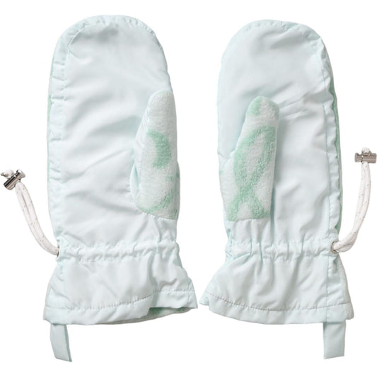 Dolce & Gabbana White Nylon Fleece Wrist Length Mitten Gloves LB30134-8