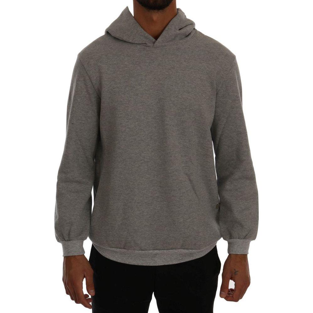 Daniele Alessandrini Gray Pullover Hodded Cotton Sweater TSH1350-4