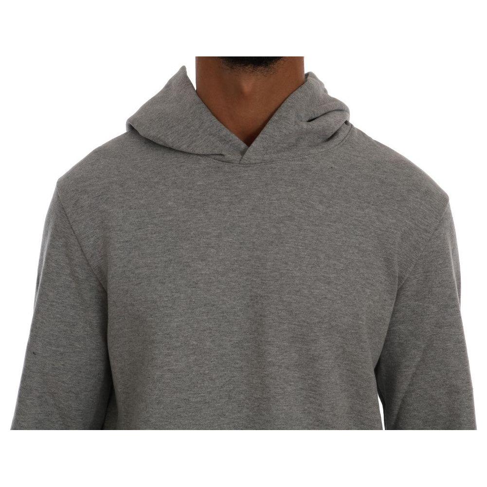 Daniele Alessandrini Gray Pullover Hodded Cotton Sweater TSH1350-4