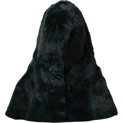 Dolce & Gabbana Black Weasel Fur Whole Head Wrap Hat