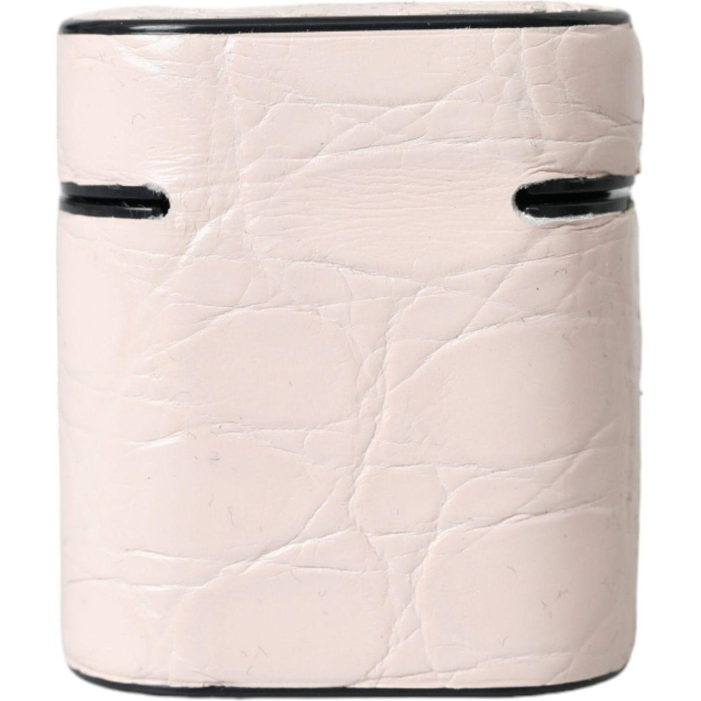 Dolce & Gabbana Light Pink Leather Metal Logo Plaque Airpods Case SMY10281