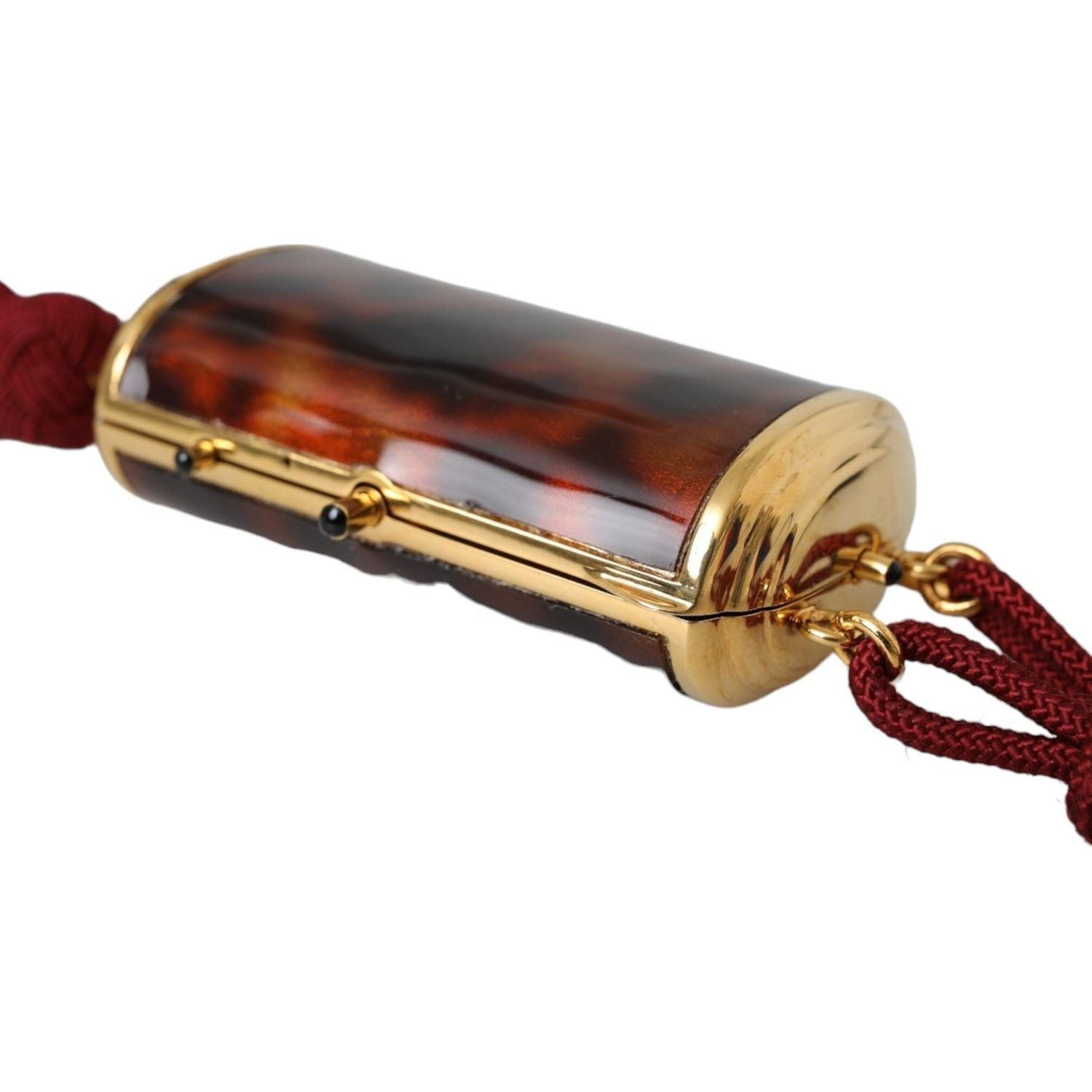 حقيبة دولتشي آند غابانا الصغيرة ذات المرآة ذات شكل جلد النمر باللون البني