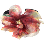 Dolce & Gabbana Rose Pink Silk Floral Black Tiara Women Hairband Diadem SMY10183
