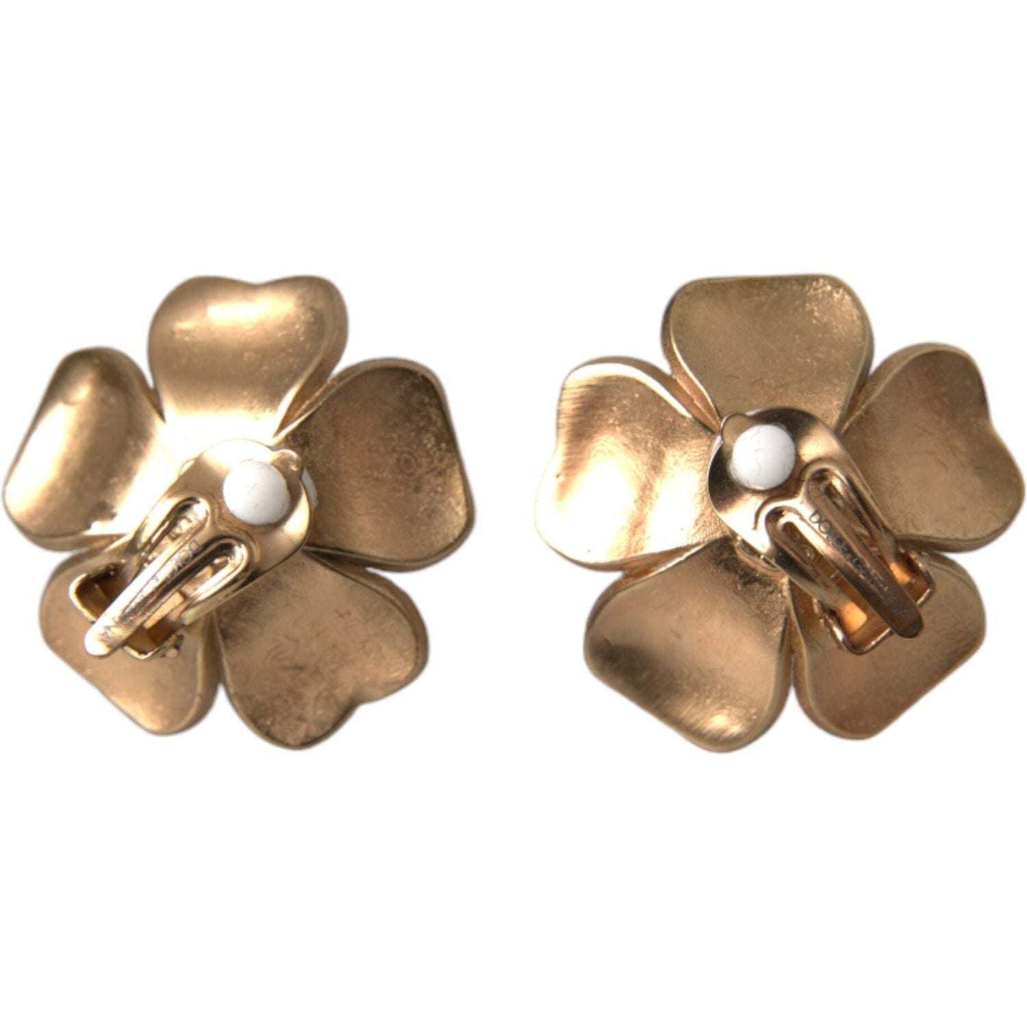 Dolce & Gabbana Gold Tone Maxi Faux Pearl Floral Clip-on Jewelry Earrings