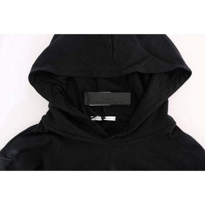 Daniele Alessandrini Black Gym Casual Hooded Cotton Sweater