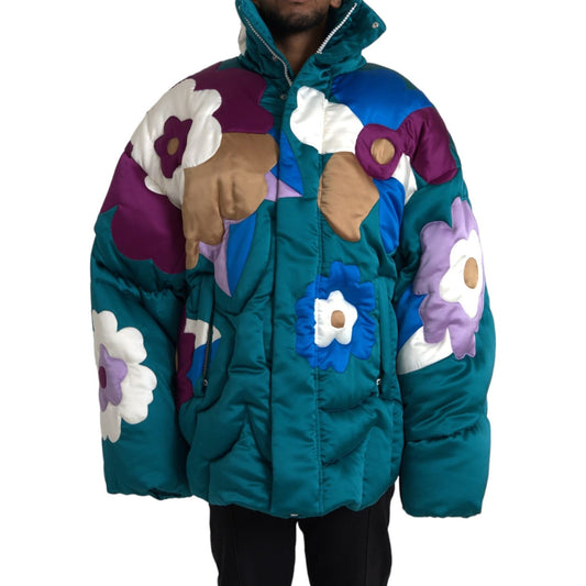 Dolce & Gabbana Multicolor Floral Windbreaker Puffer Jacket JKT3829-52
