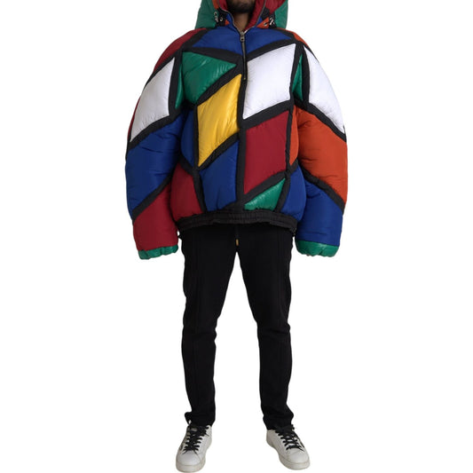 Dolce & Gabbana Multicolor Quilted Hooded Puffer Jacket JKT3832-52