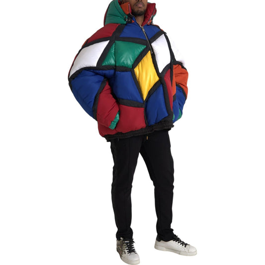 Dolce & Gabbana Multicolor Quilted Hooded Puffer Jacket JKT3832-52