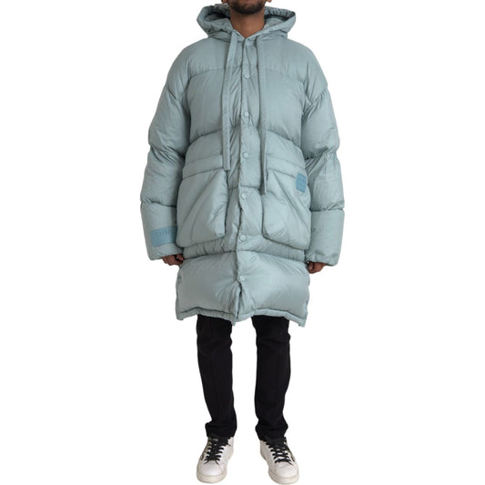 Dolce & Gabbana Light Blue Quilted Hooded Puffer Jacket Men JKT3835-50